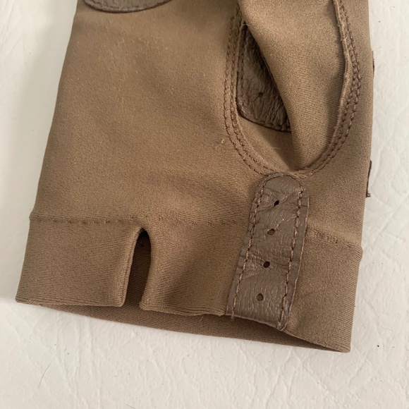 Vintage 60s Fownes Brown Nylon with Leather Accent Driving Gloves - Picture 7 of 10